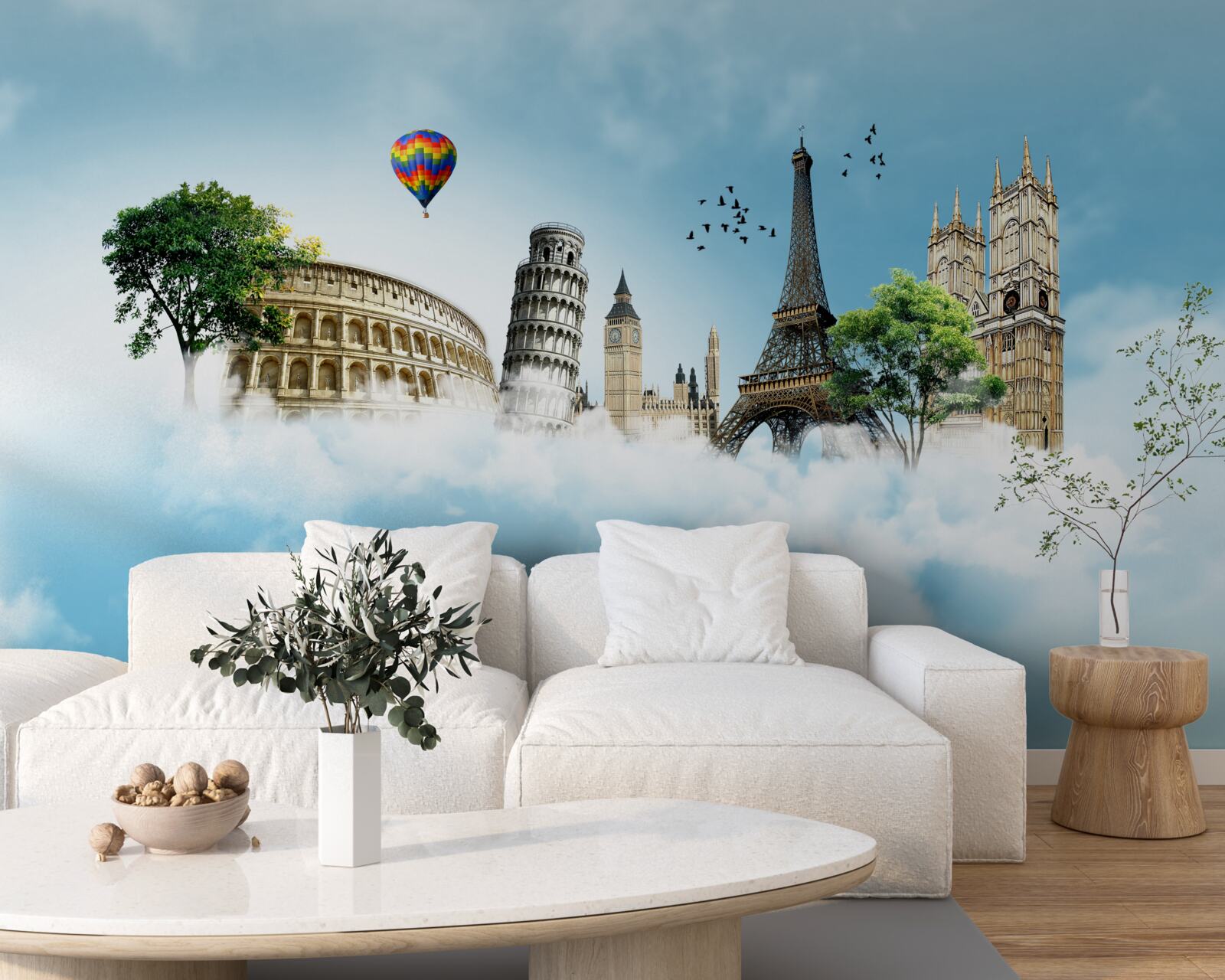 Papier peint monuments des villes européennes dans le ciel