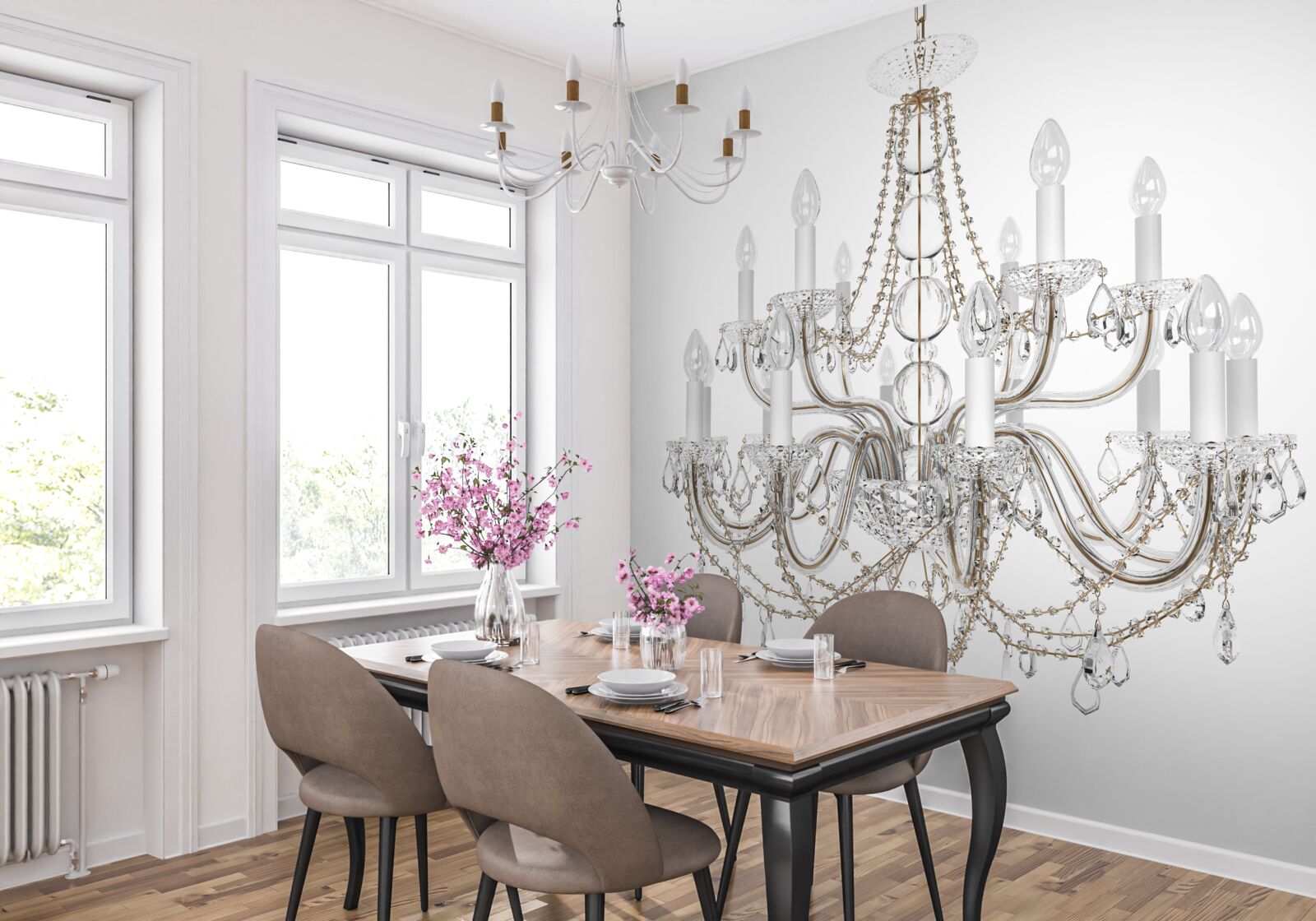 Papier peint élégant lustre de style vintage avec candélabres