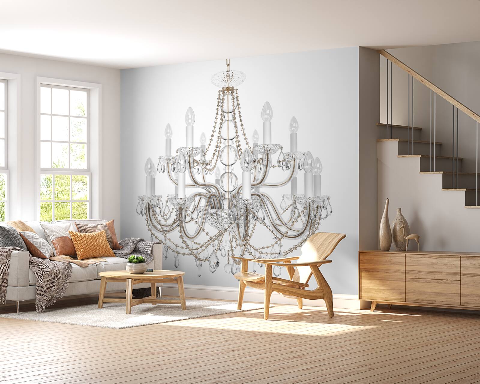 Papier peint élégant lustre de style vintage avec candélabres