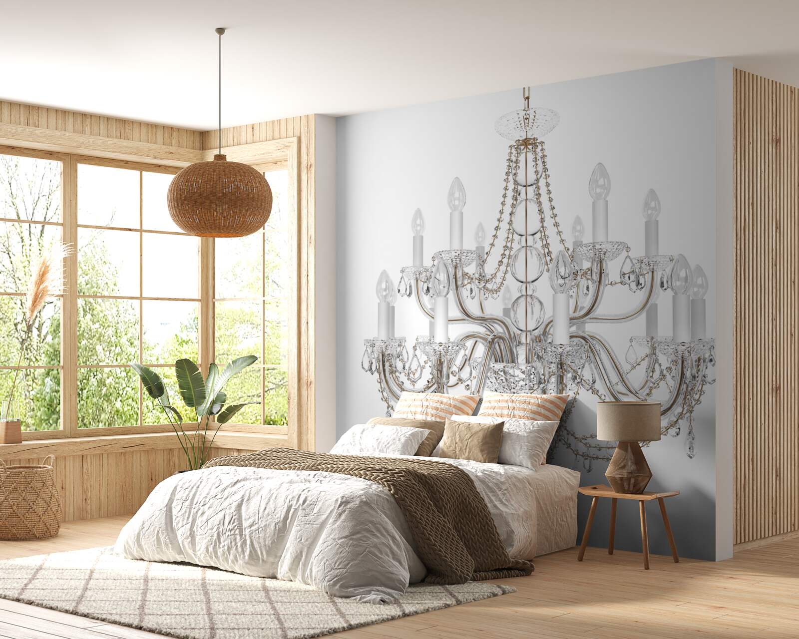 Papier peint élégant lustre de style vintage avec candélabres