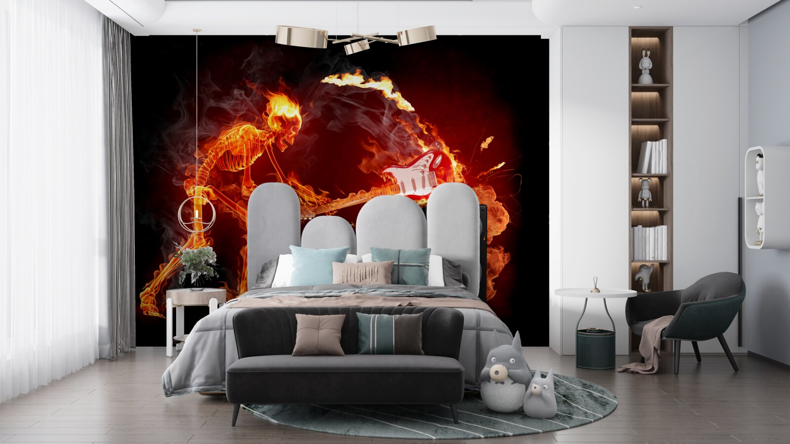 Papier peint L'artiste détruit sa guitare sur l'amplificateur