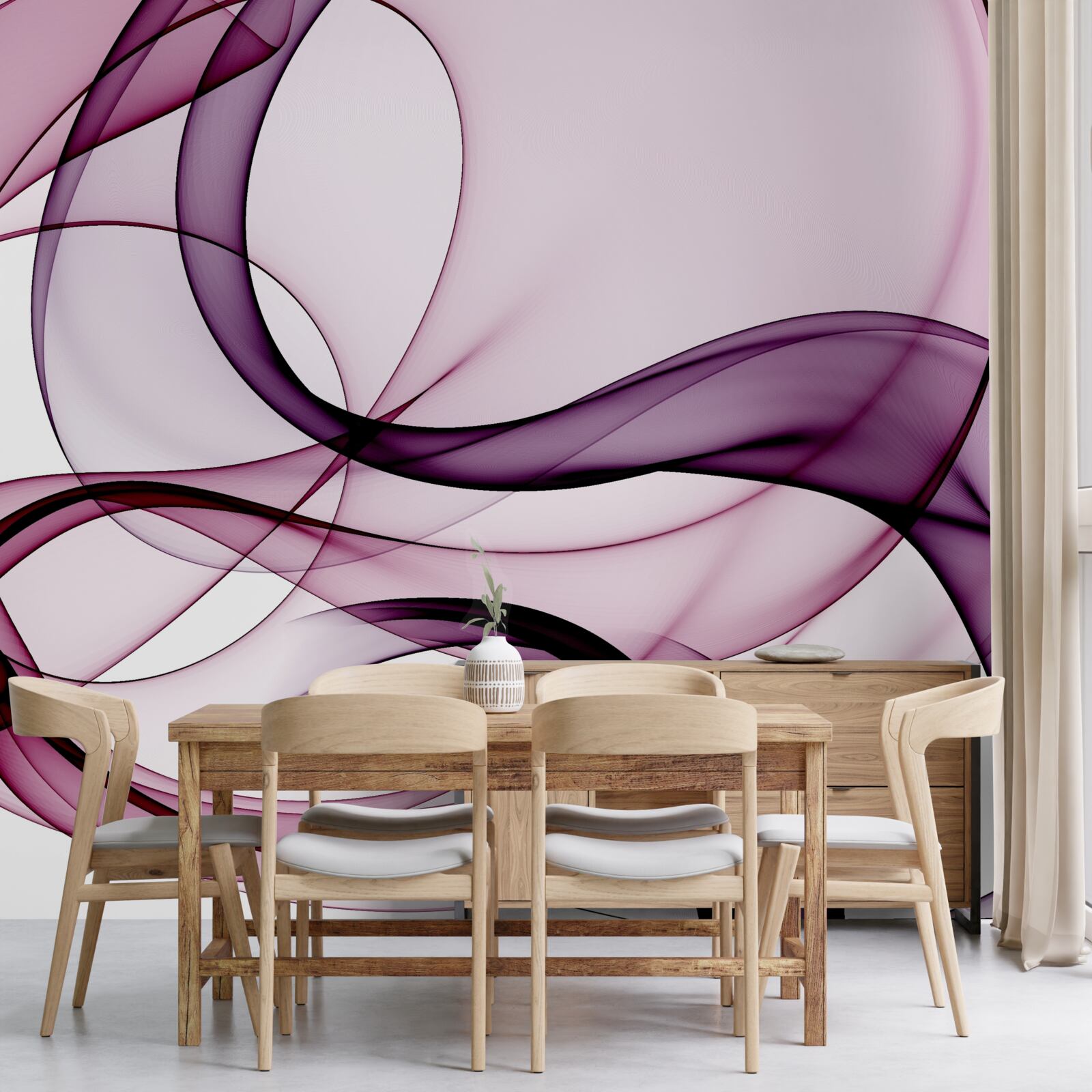 Papier peint lignes sombres et floues sur une soie douce et légère