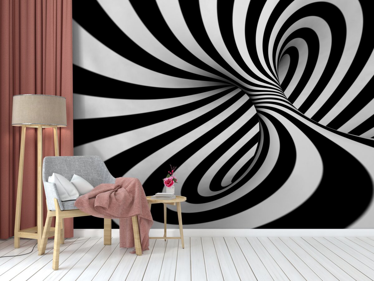 Papier peint blanc et noir nuances d'infini