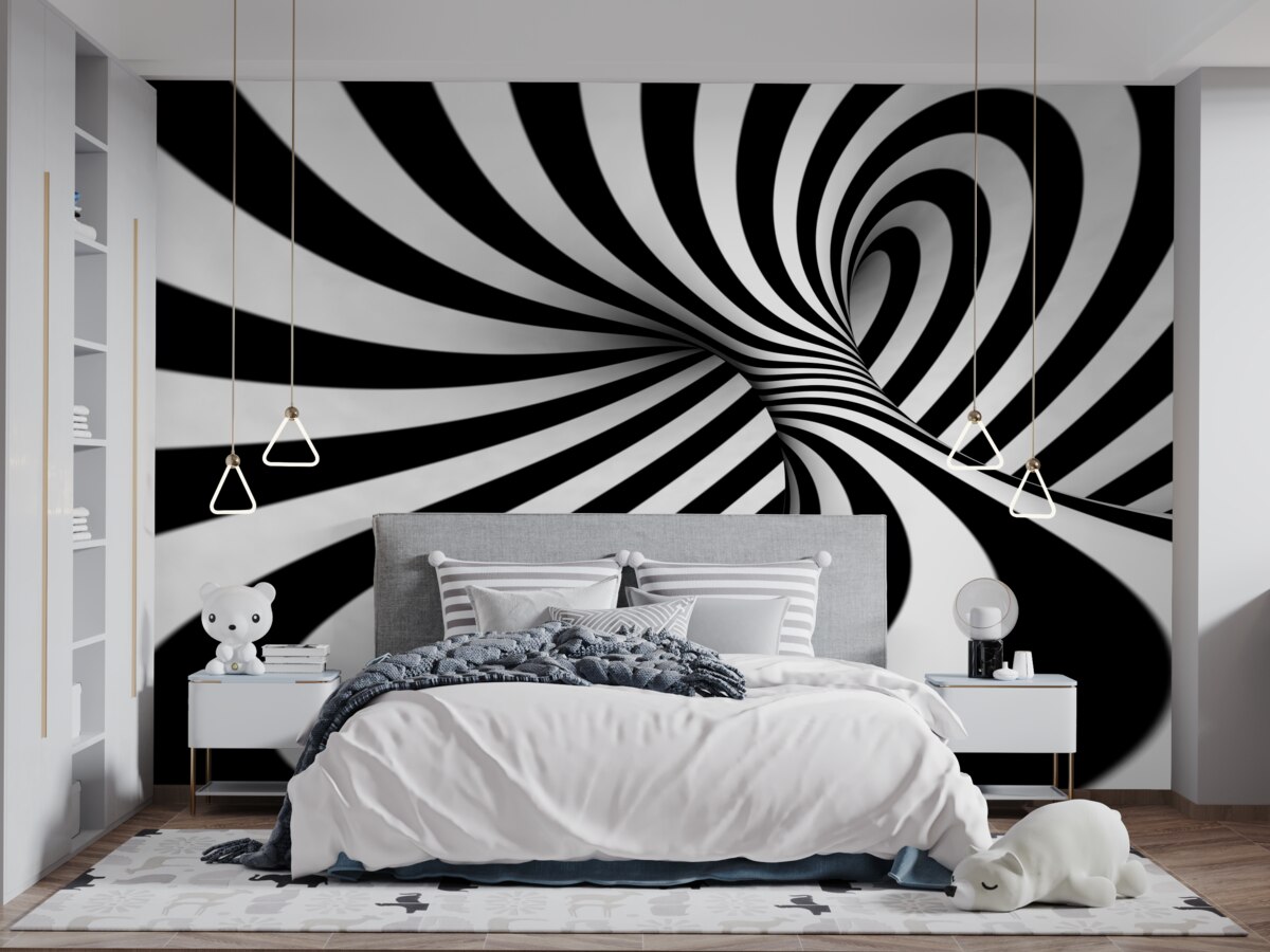 Papier peint blanc et noir nuances d'infini