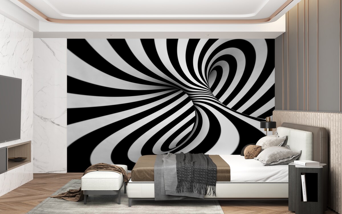 Papier peint blanc et noir nuances d'infini