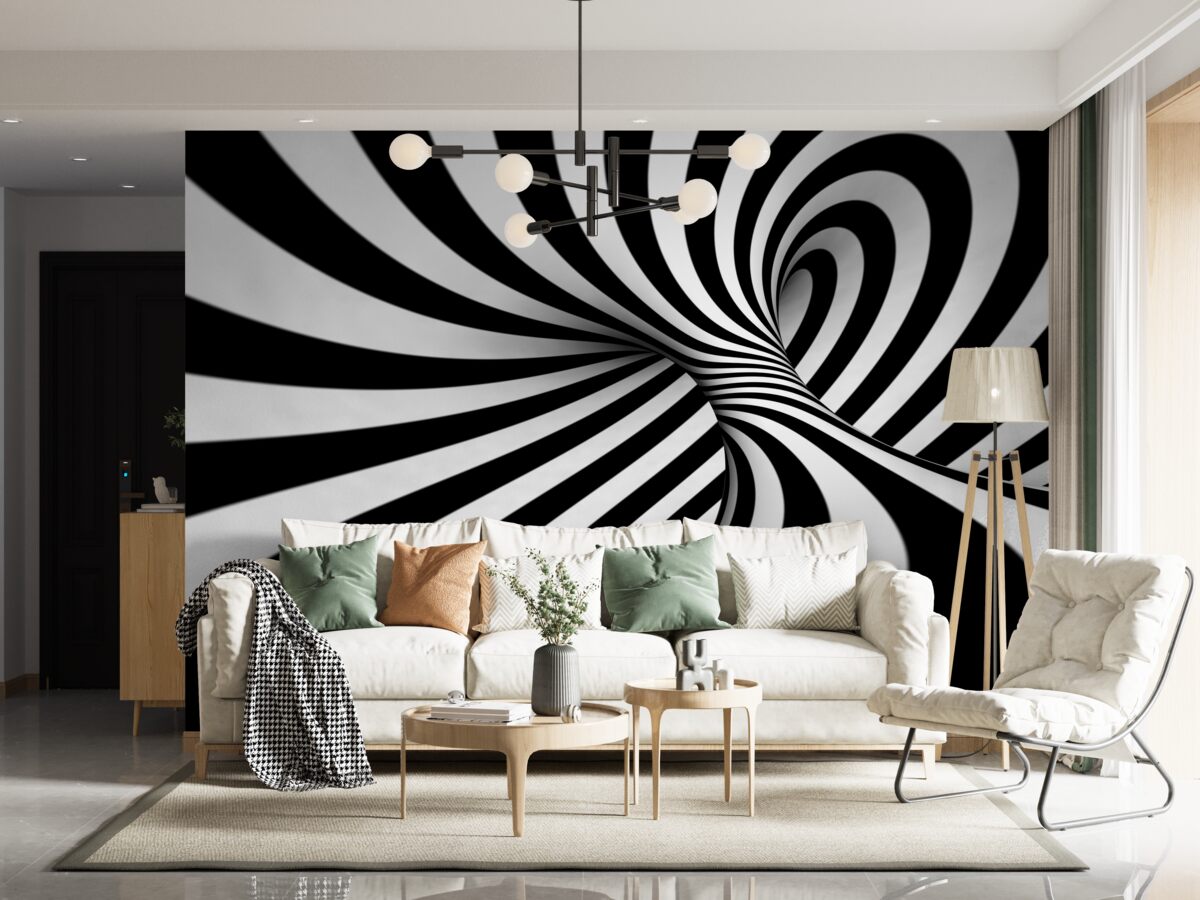 Papier peint blanc et noir nuances d'infini