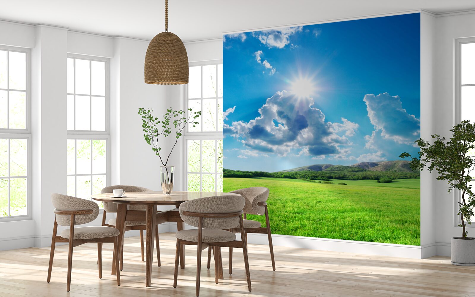 Papier peint une journée d'été lumineuse dans un pré