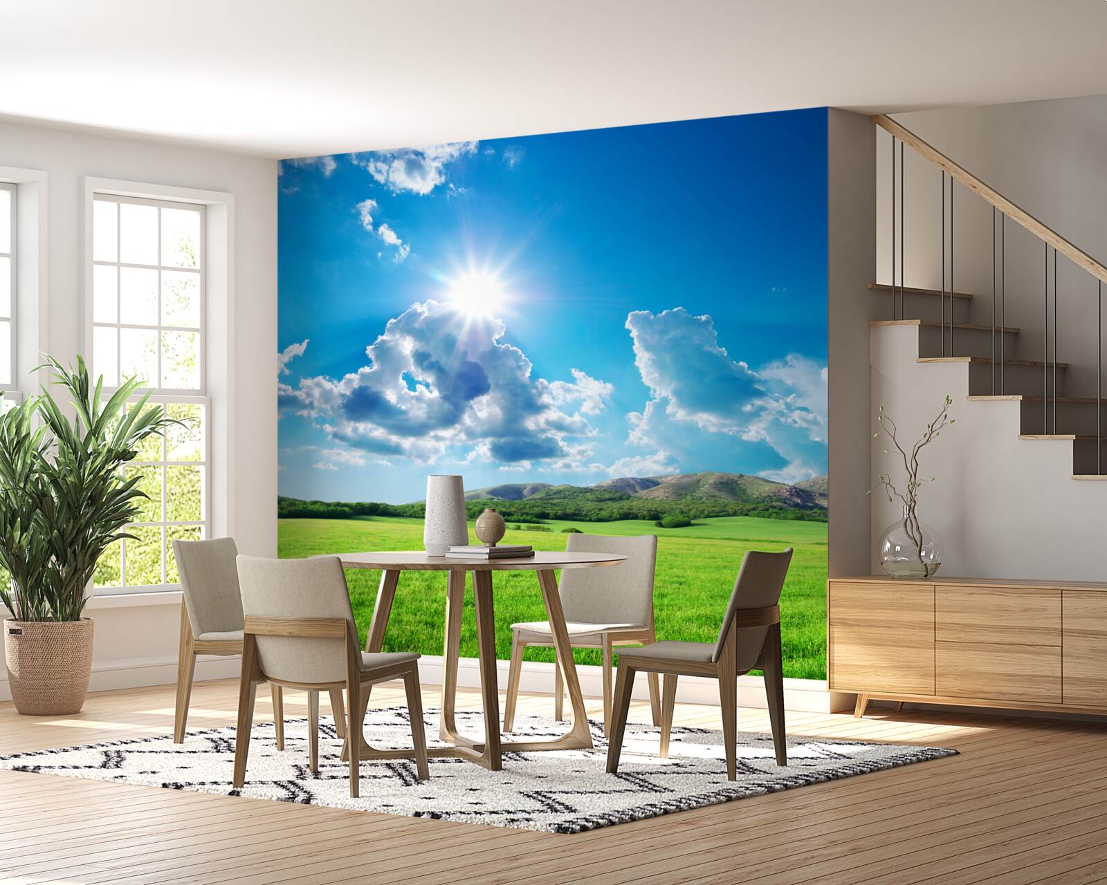 Papier peint une journée d'été lumineuse dans un pré