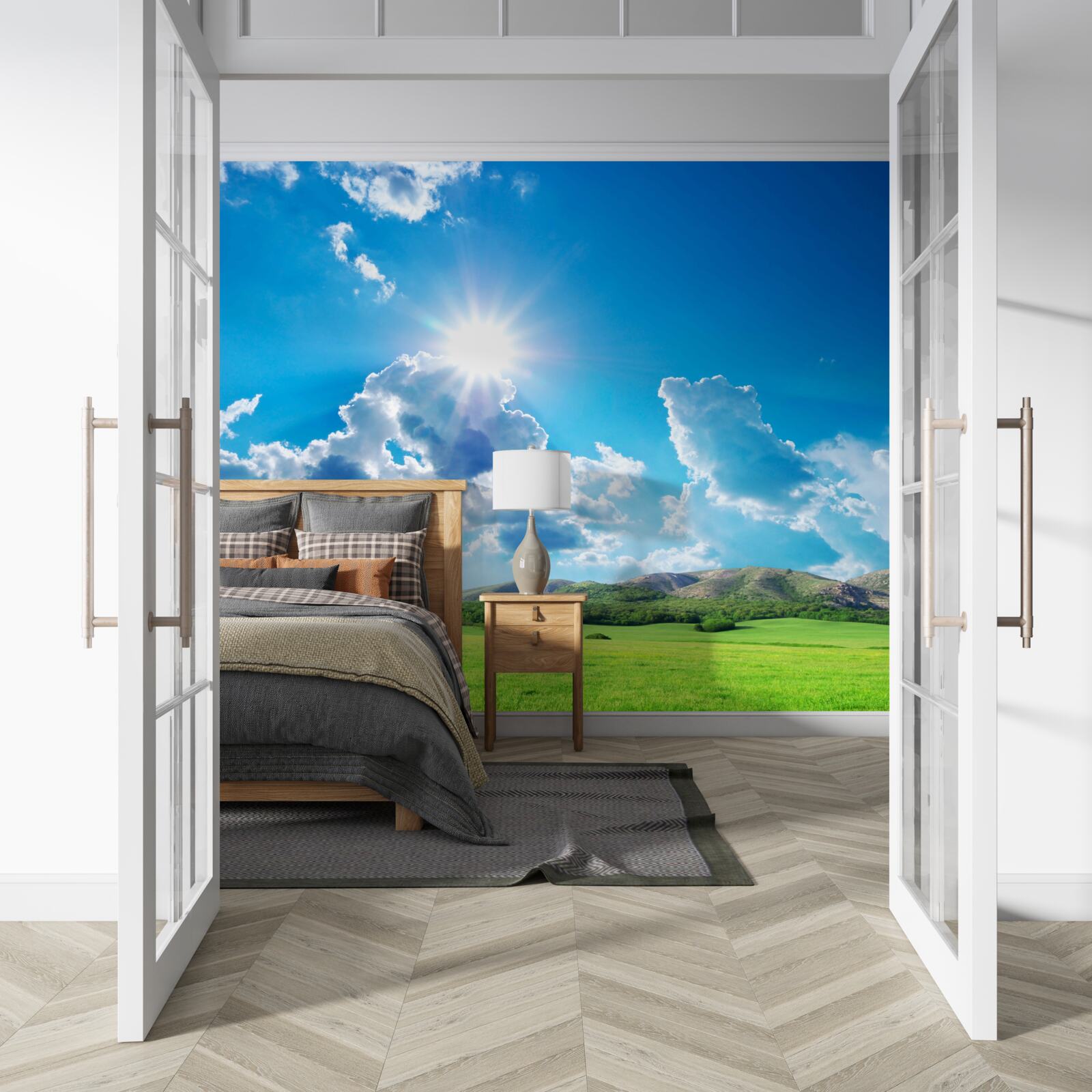 Papier peint une journée d'été lumineuse dans un pré