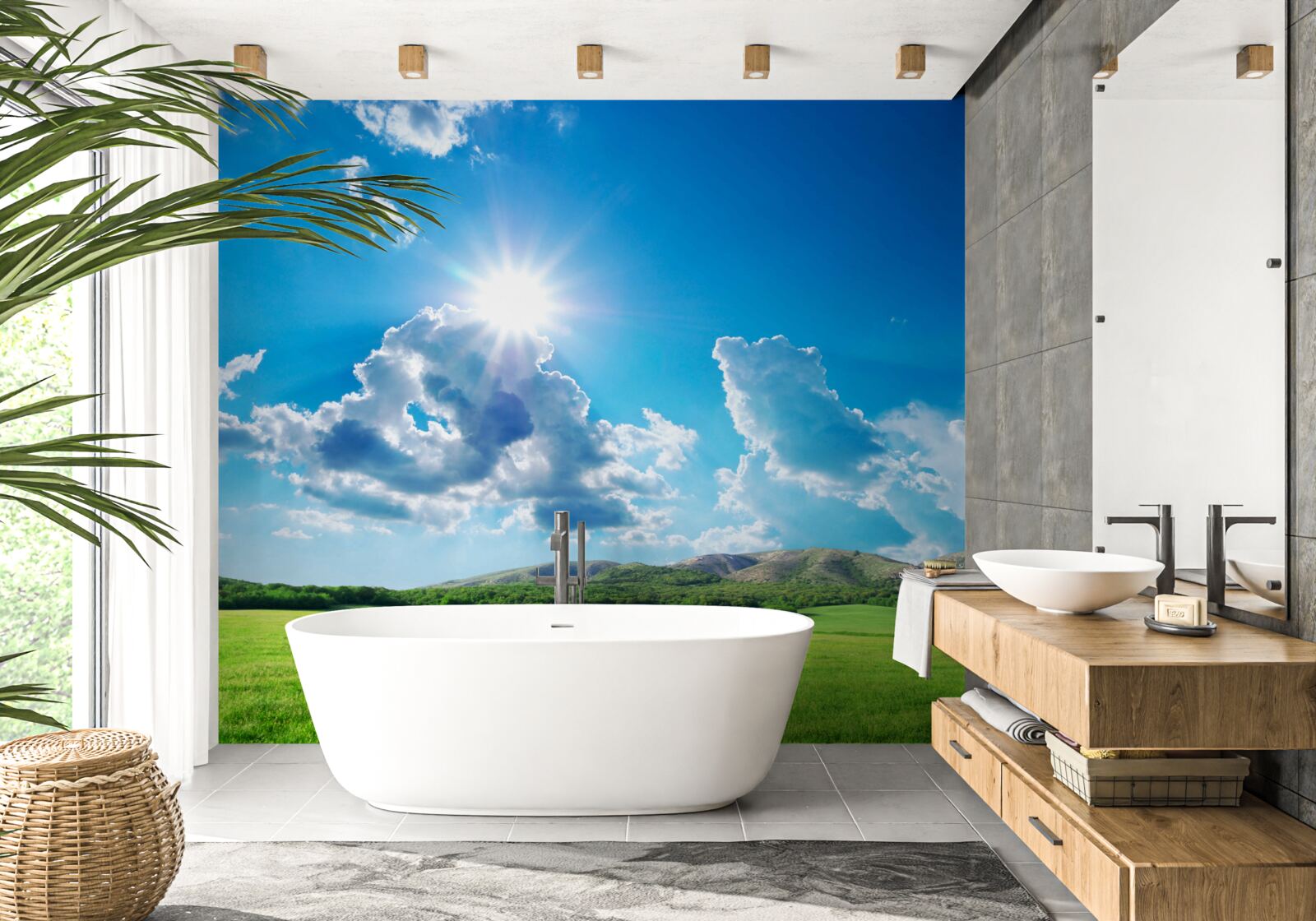 Papier peint une journée d'été lumineuse dans un pré