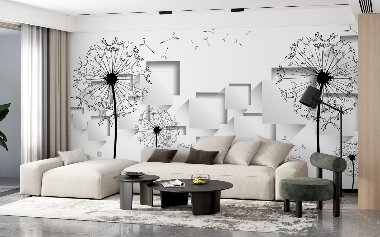 Papier peint les cubes flottant à l'arrière-plan sont complétés par l'asclépiade