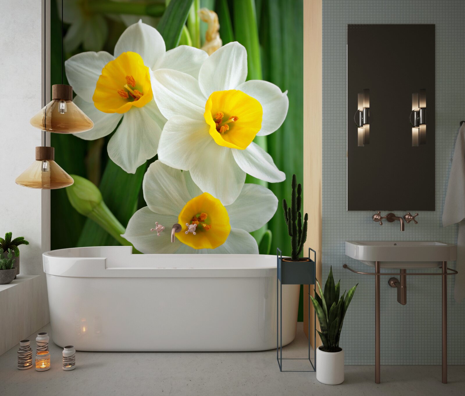 Papier peint de belles et gracieuses jonquilles d'été