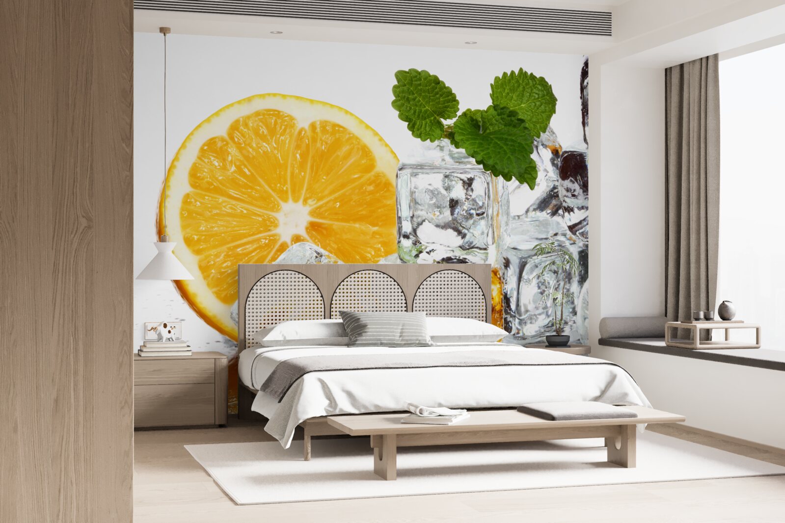 Papier peint de la glace en forme de rectangles et une orange mûre