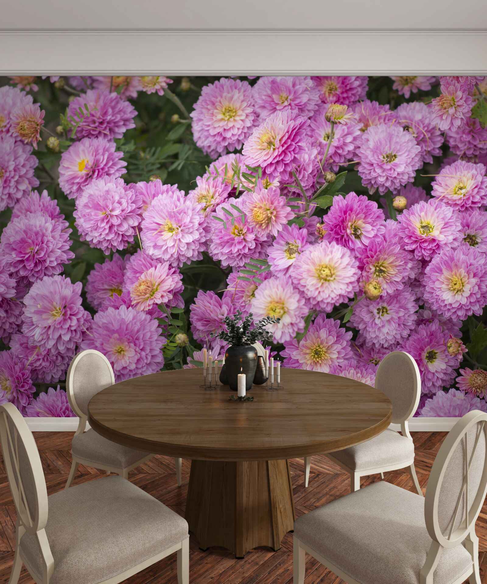 Papier peint de beaux gerberas avec des marguerites lilas brillantes