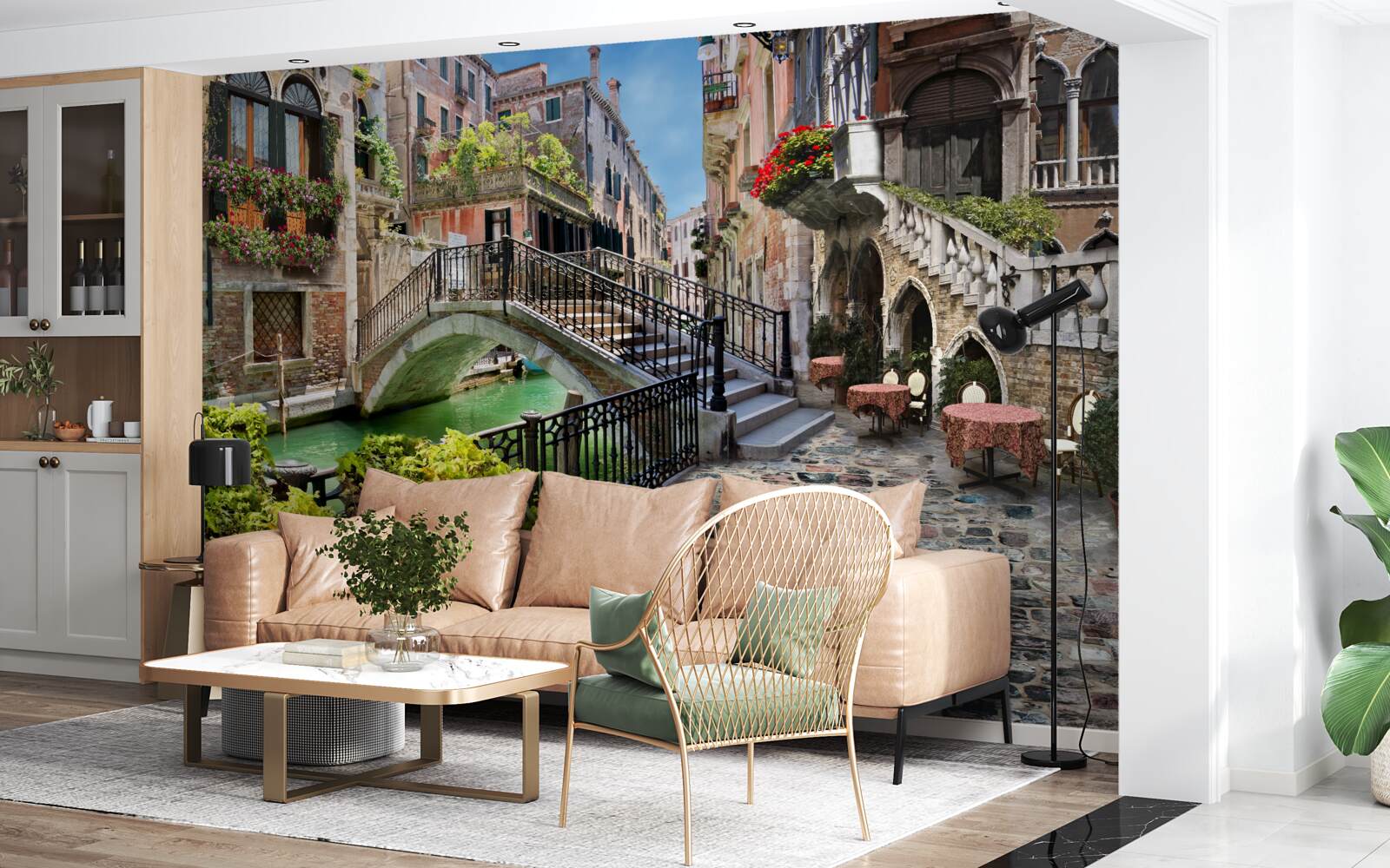 Papier peint pont détruit sur le canal de venise