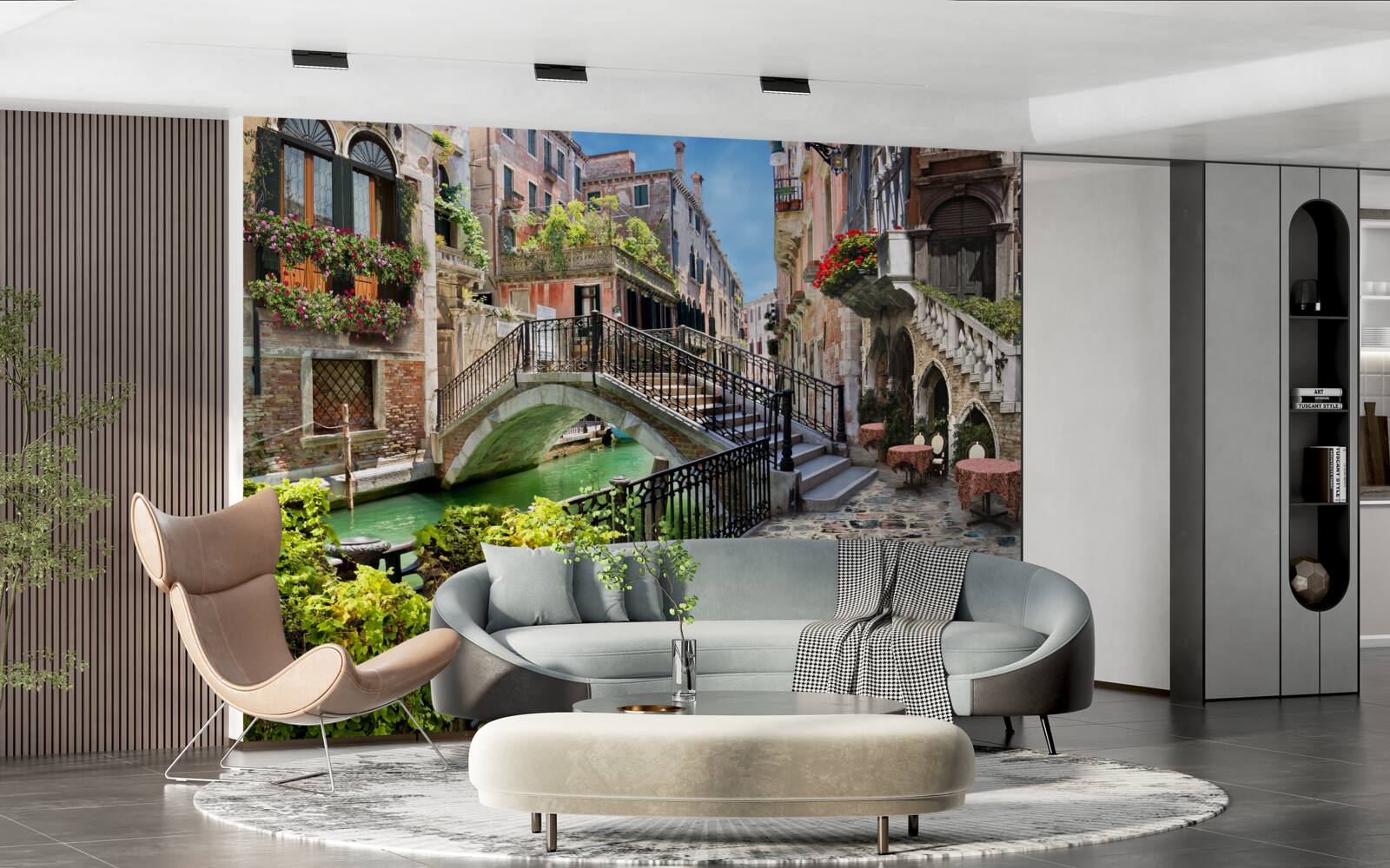 Papier peint pont détruit sur le canal de venise