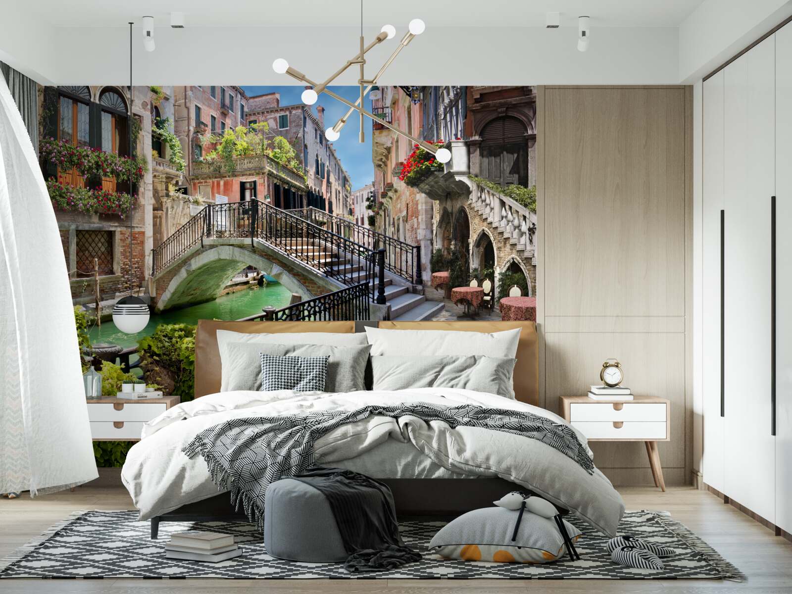 Papier peint pont détruit sur le canal de venise