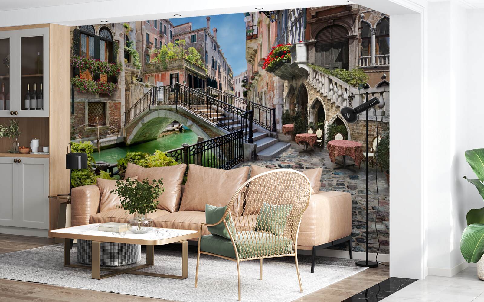 Papier peint pont détruit sur le canal de venise