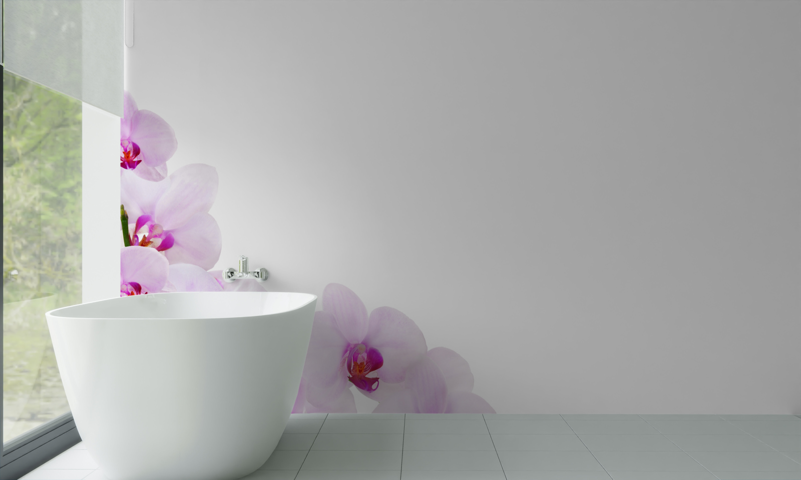 Papier peint branches d'une orchidée brillante sur fond clair