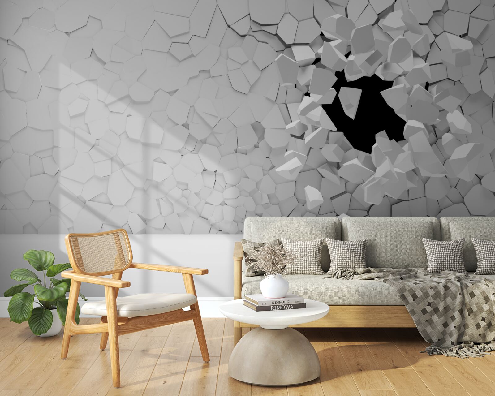 Papier peint mur en pierre grise endommagé