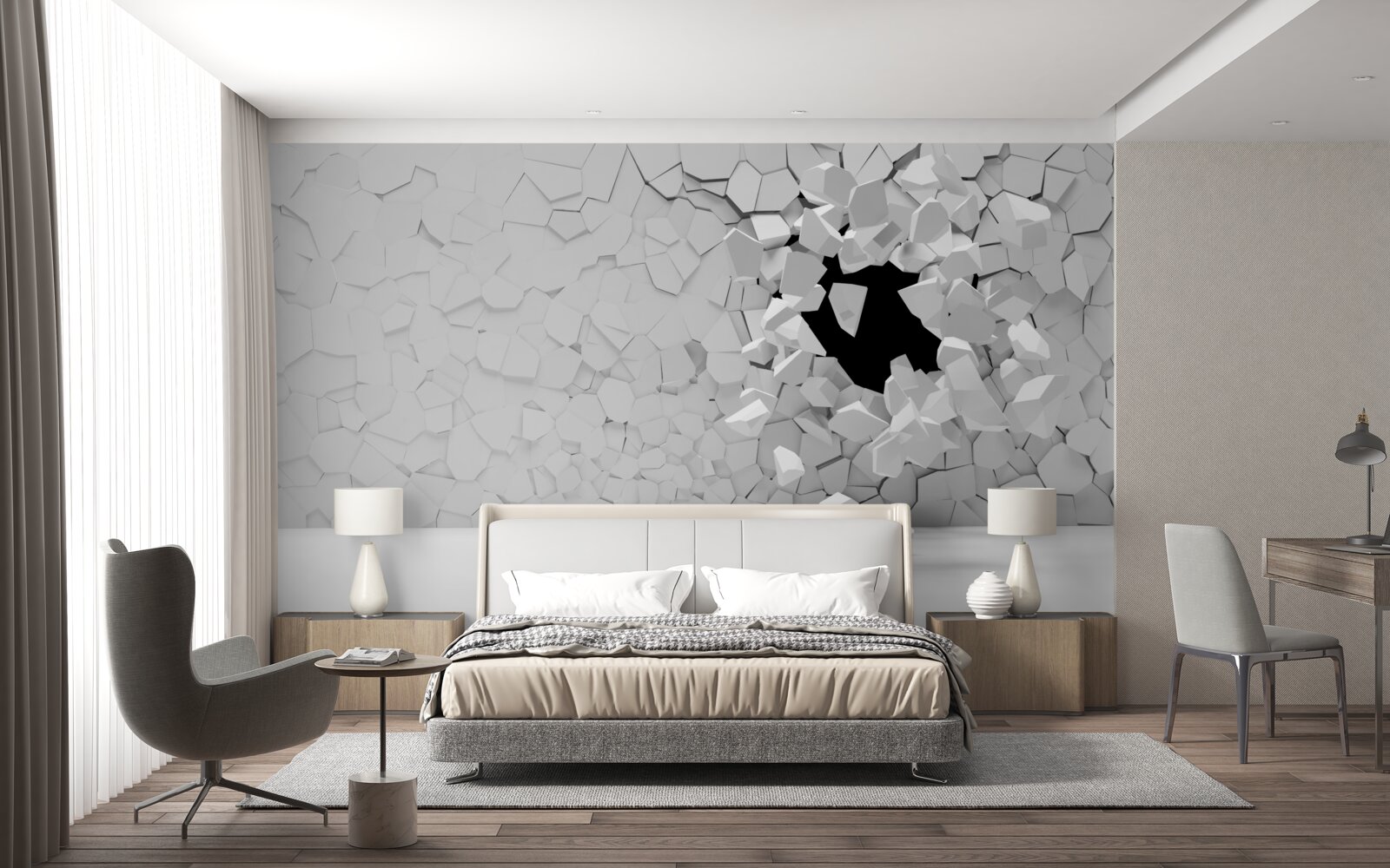 Papier peint mur en pierre grise endommagé