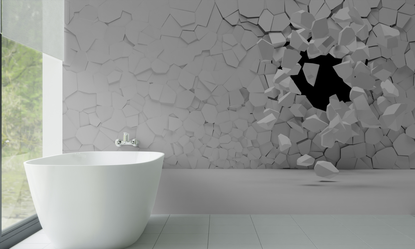 Papier peint mur en pierre grise endommagé