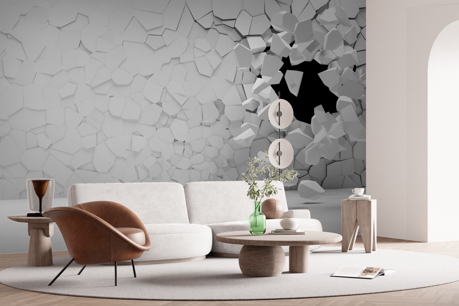 Papier peint mur en pierre grise endommagé