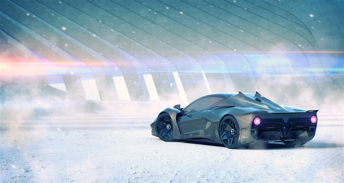 Papier peint voiture de course sur la ligne de départ