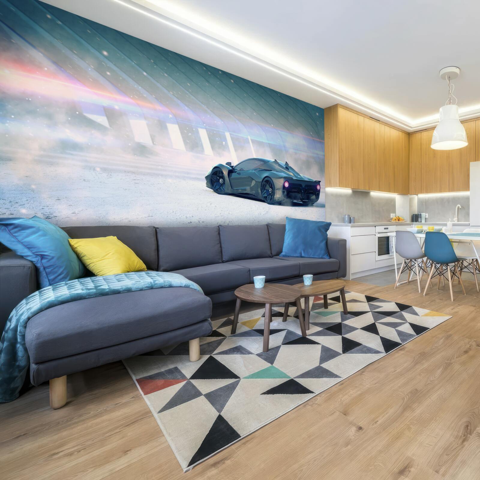 Papier peint voiture de course sur la ligne de départ