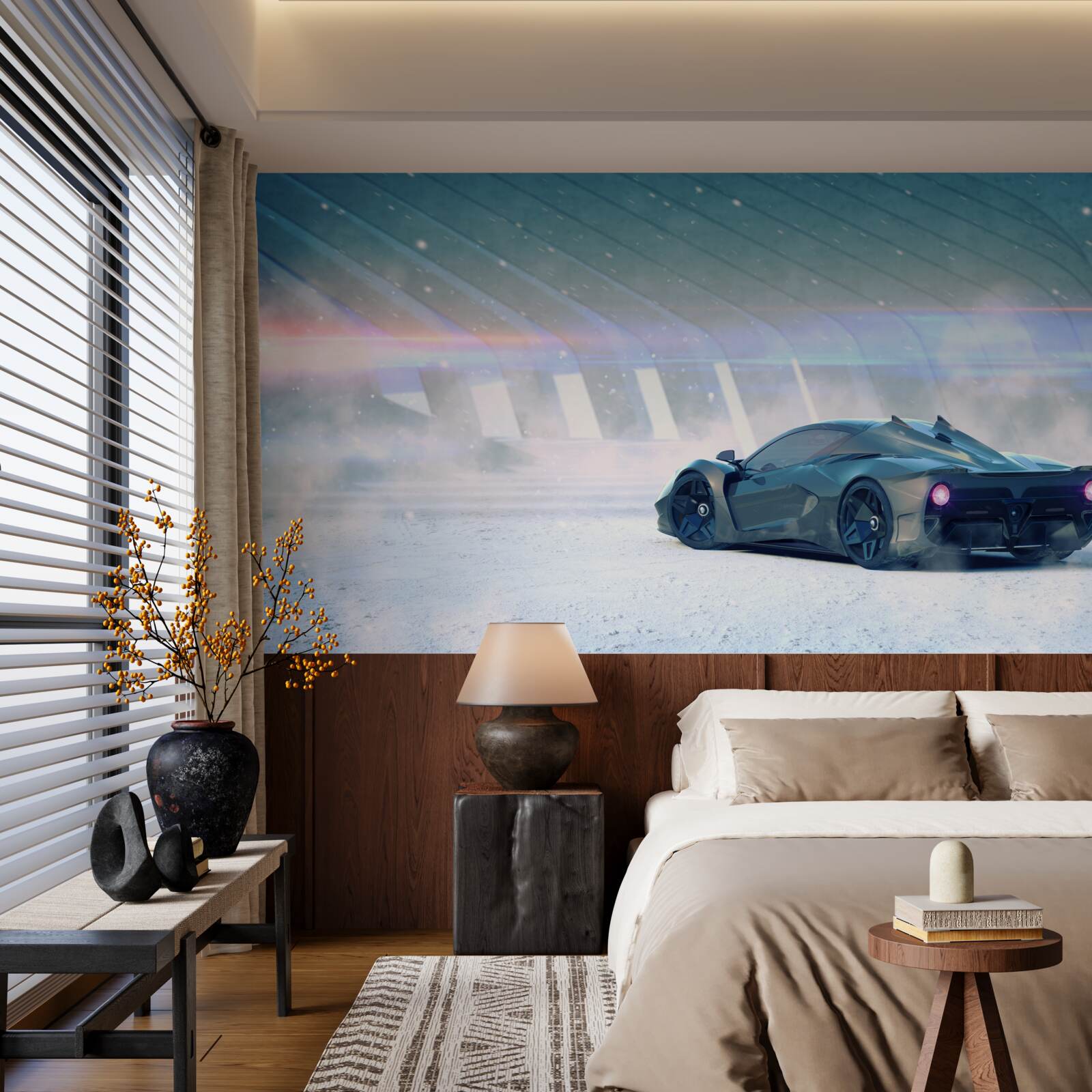 Papier peint voiture de course sur la ligne de départ