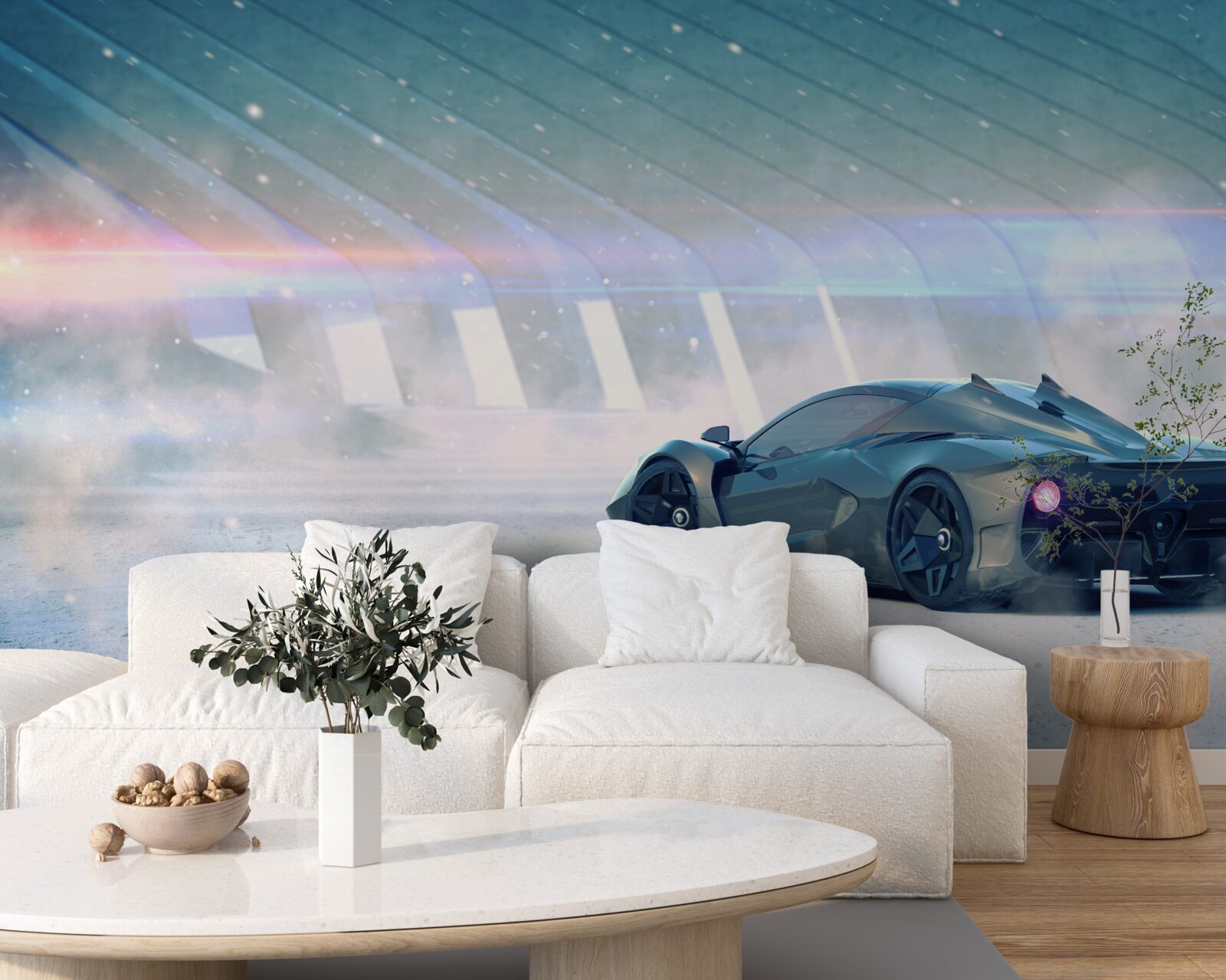 Papier peint voiture de course sur la ligne de départ