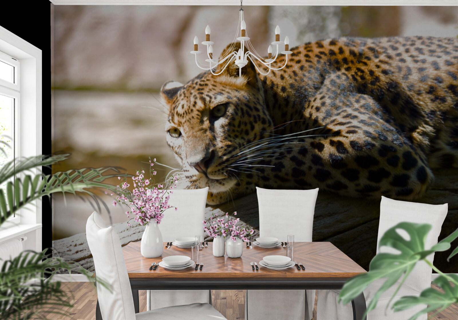 Papier peint panthère se prélassant au soleil