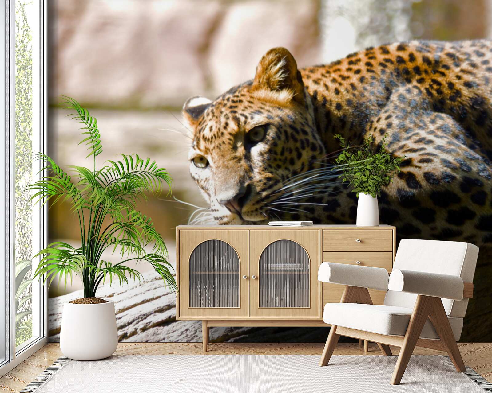 Papier peint panthère se prélassant au soleil
