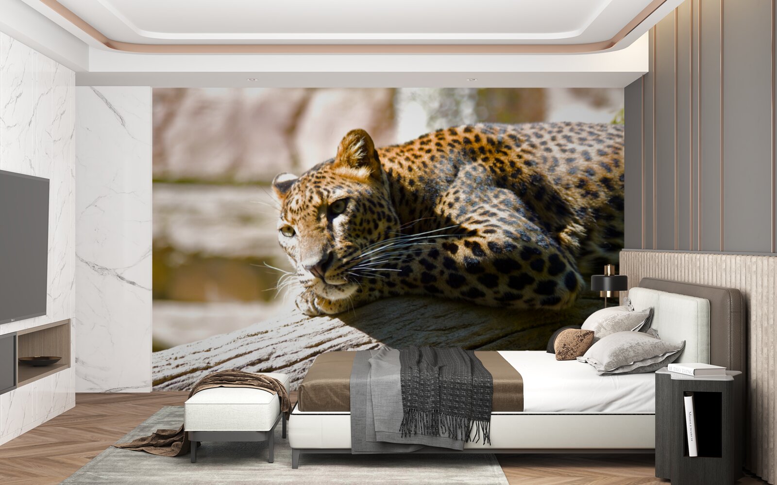 Papier peint panthère se prélassant au soleil