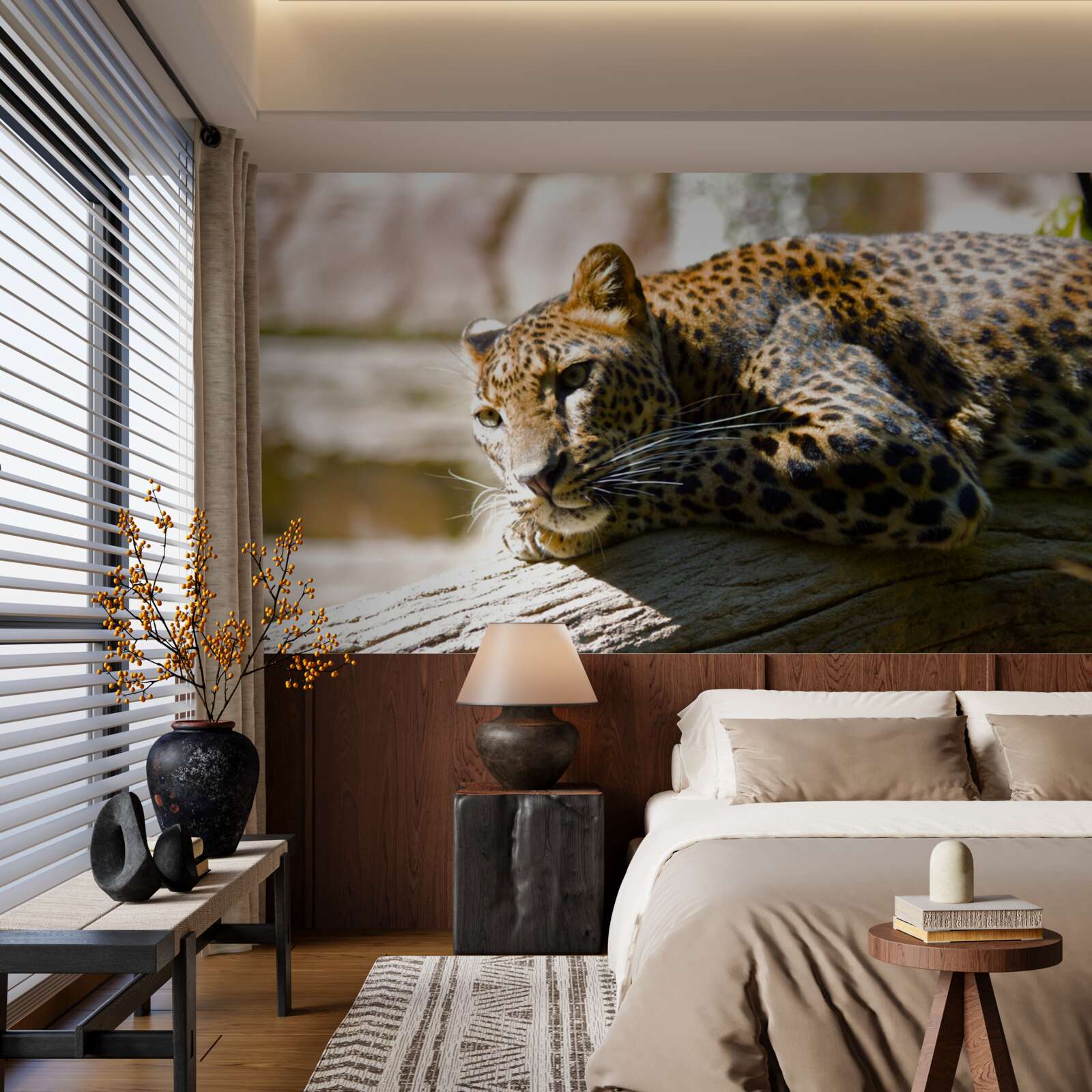 Papier peint panthère se prélassant au soleil