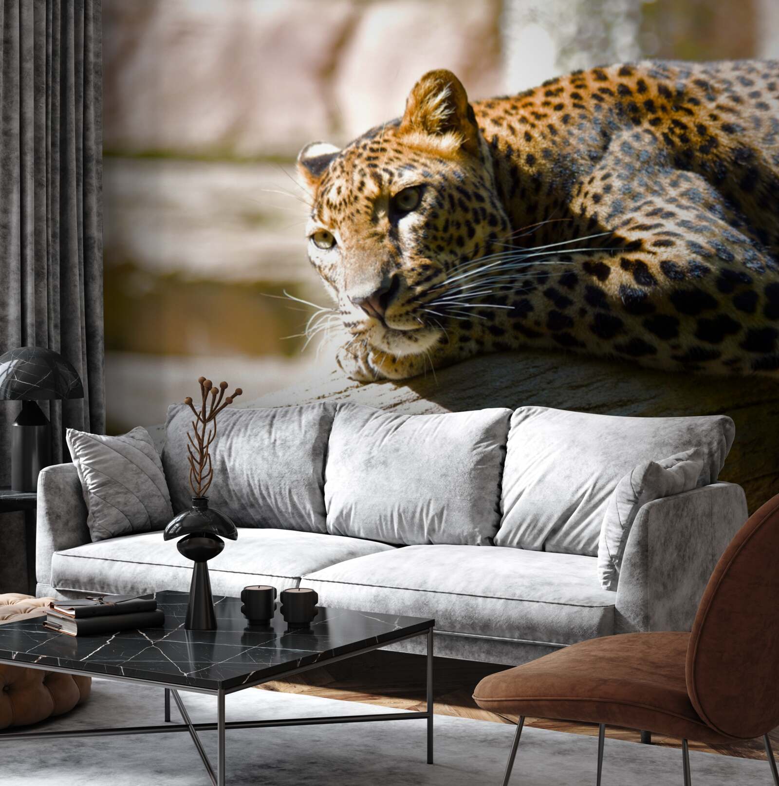 Papier peint panthère se prélassant au soleil