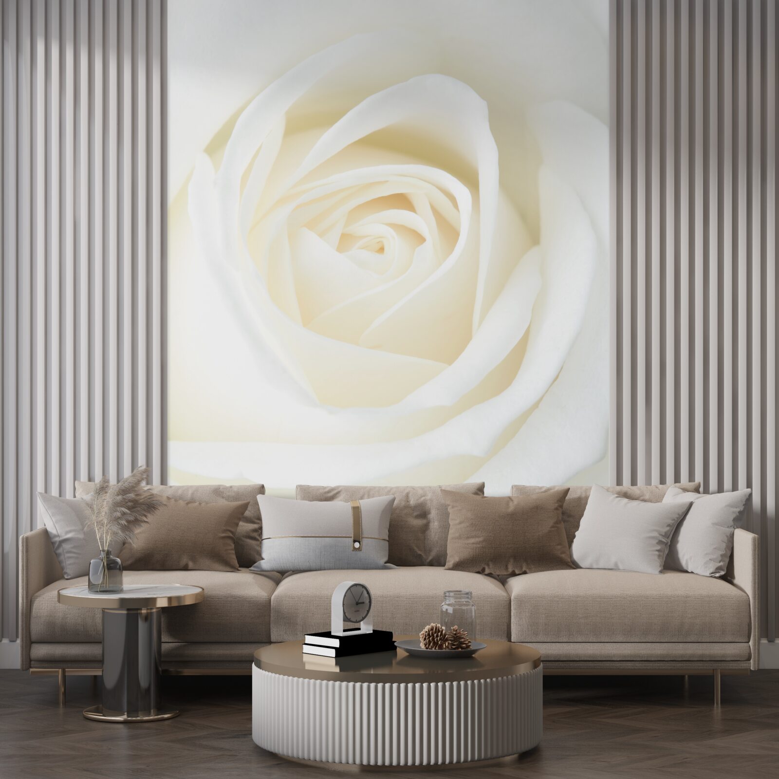 Papier peint gros plan d'un bourgeon de rose blanc comme neige