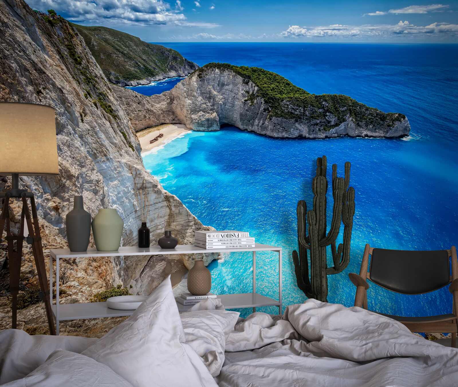 Papier peint des plages de sable blanc et des eaux turquoises au pied des montagnes