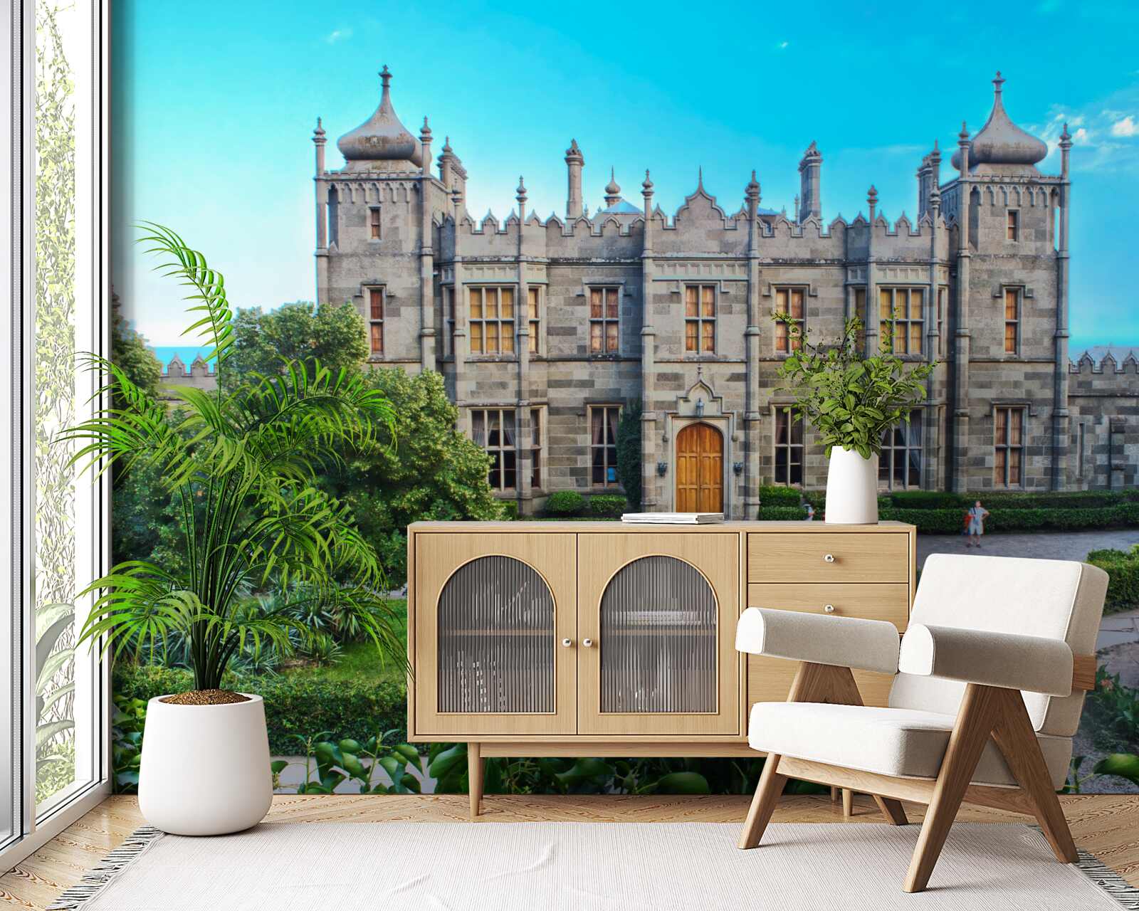 Papier peint palais vorontsov avec un jardin dans la cour