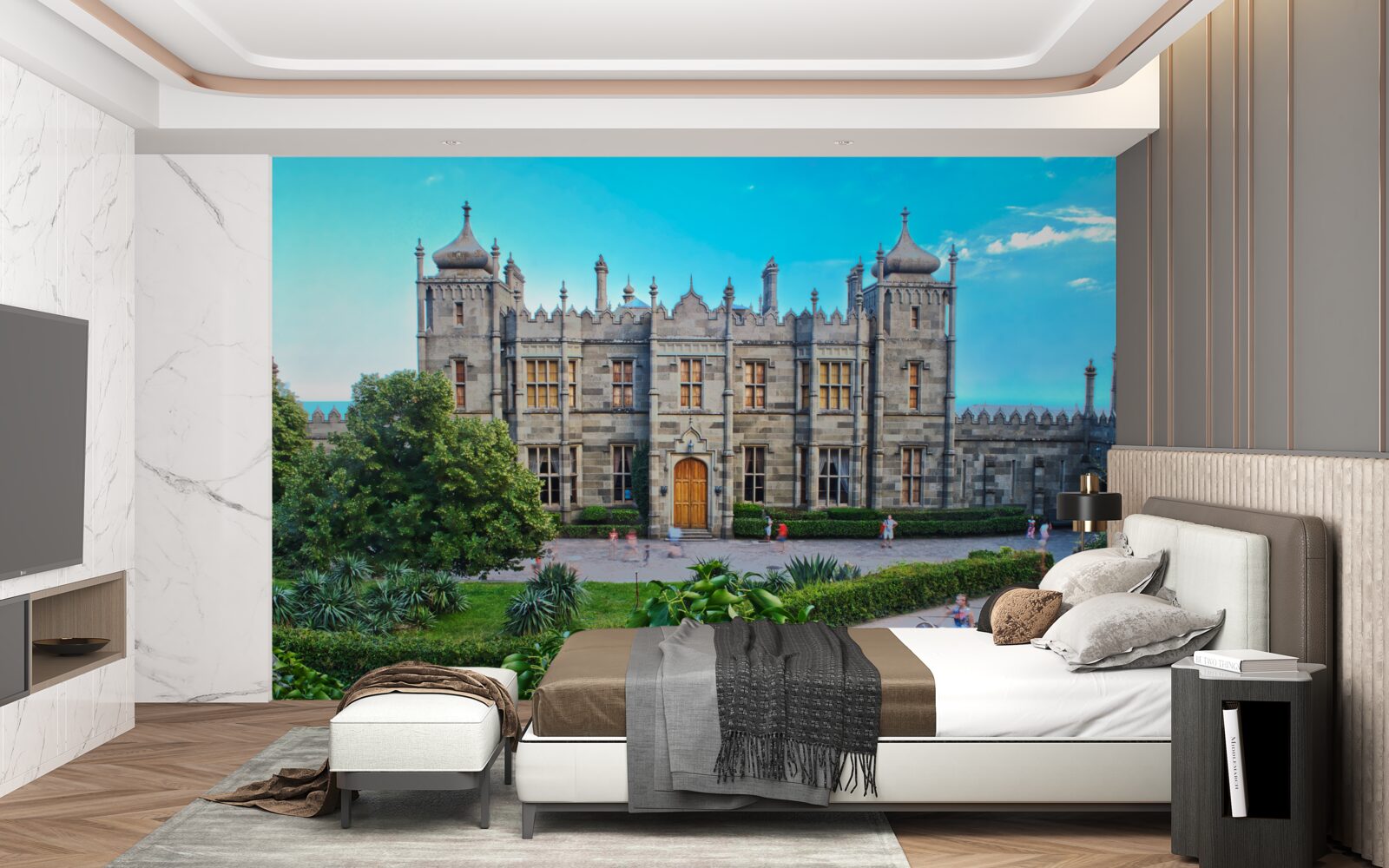 Papier peint palais vorontsov avec un jardin dans la cour