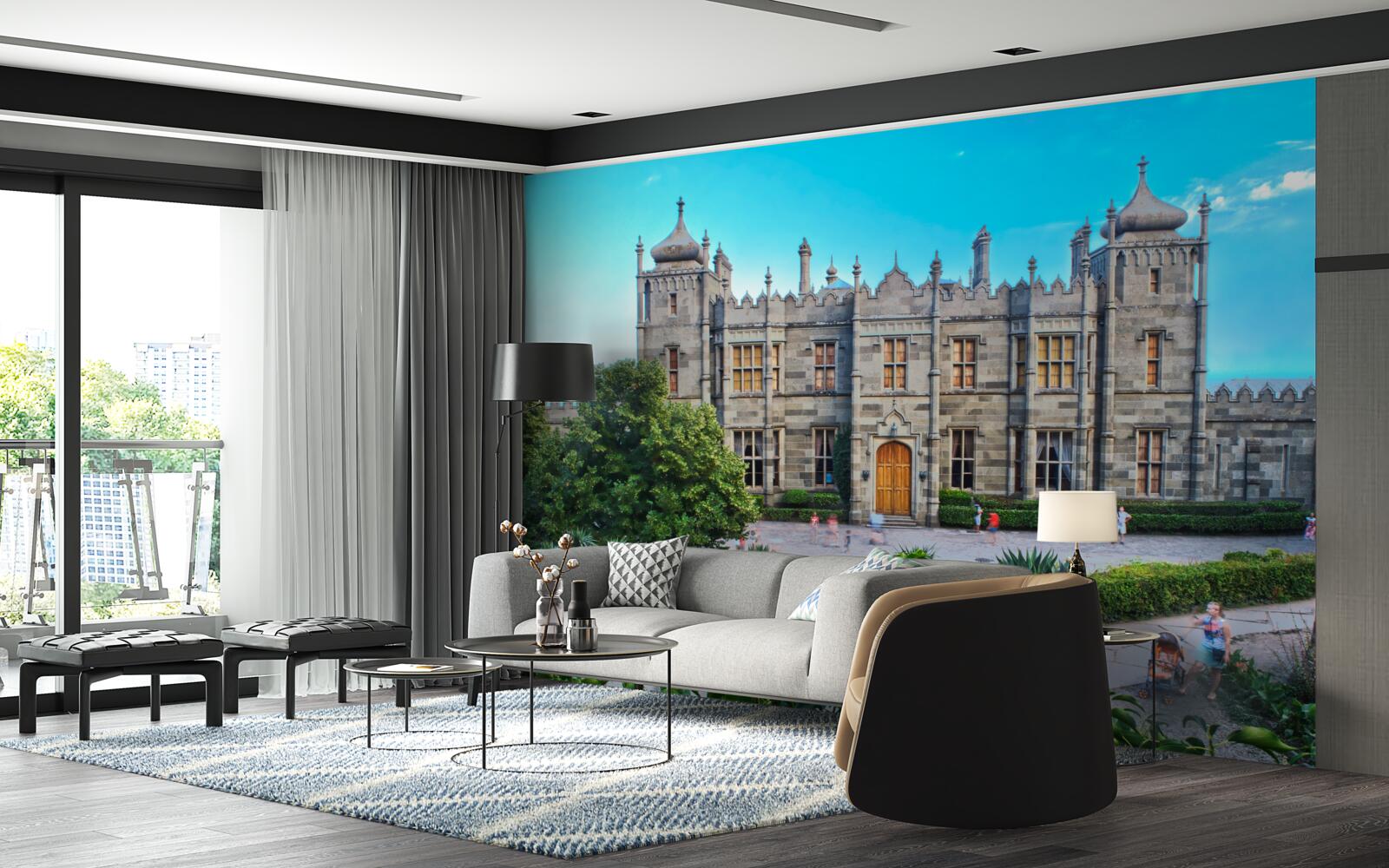 Papier peint palais vorontsov avec un jardin dans la cour