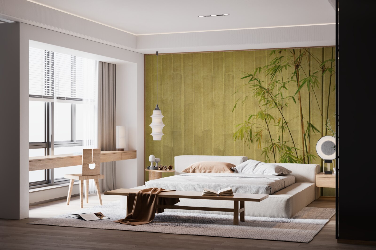 Papier peint les branches apicales des plantes tropicales sont sur une planche verticale