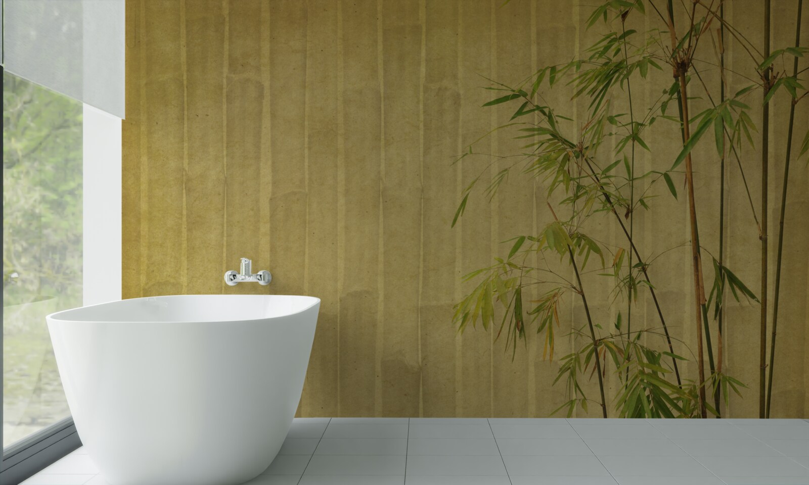 Papier peint les branches apicales des plantes tropicales sont sur une planche verticale