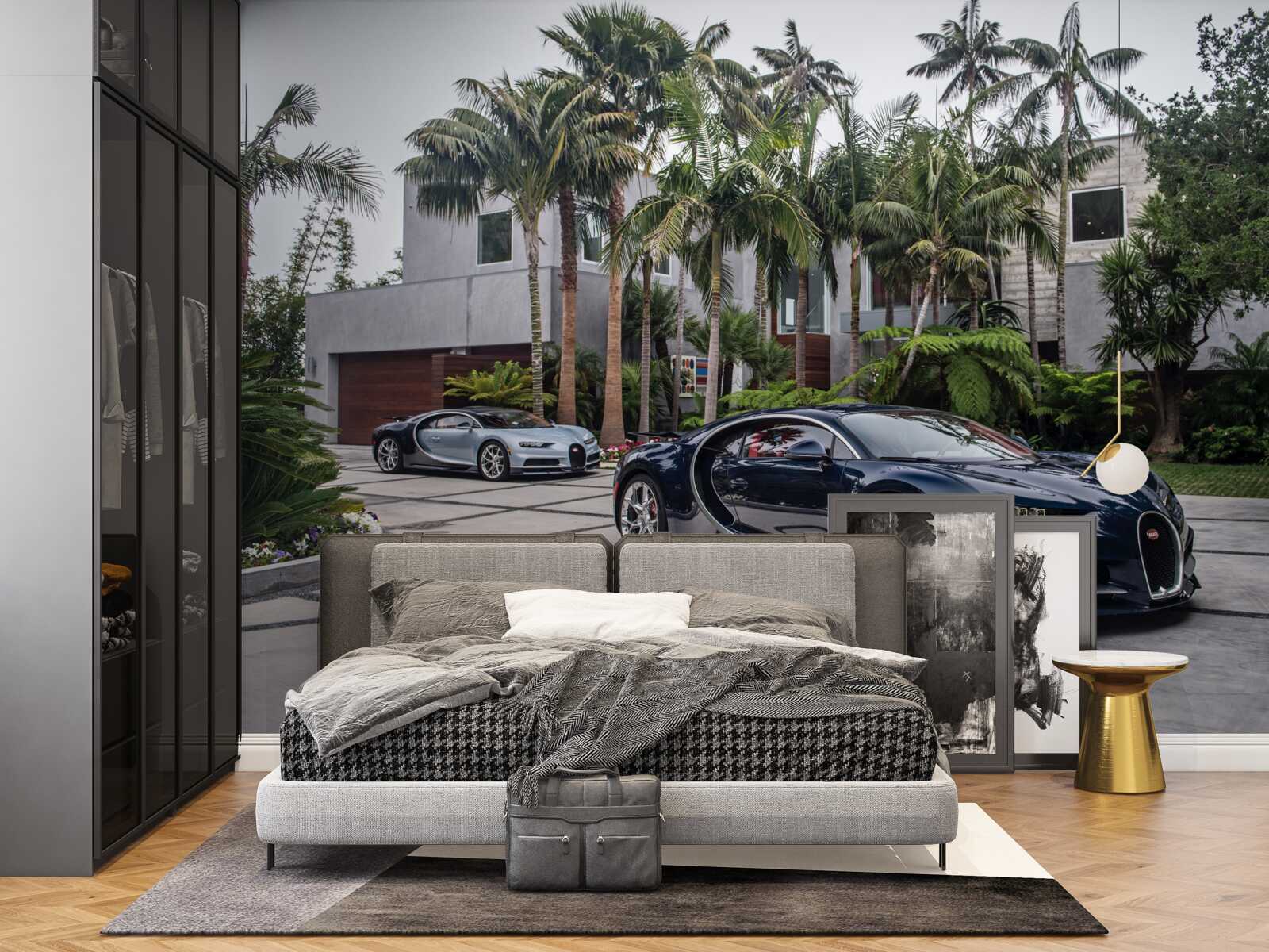 Papier peint des voitures de sport de luxe devant la résidence