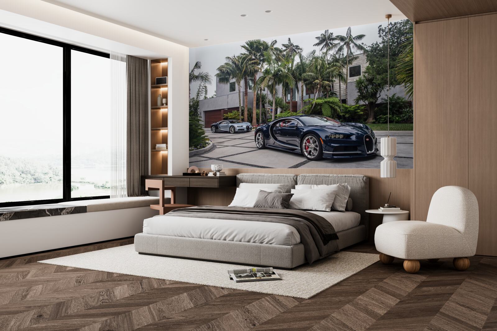 Papier peint des voitures de sport de luxe devant la résidence