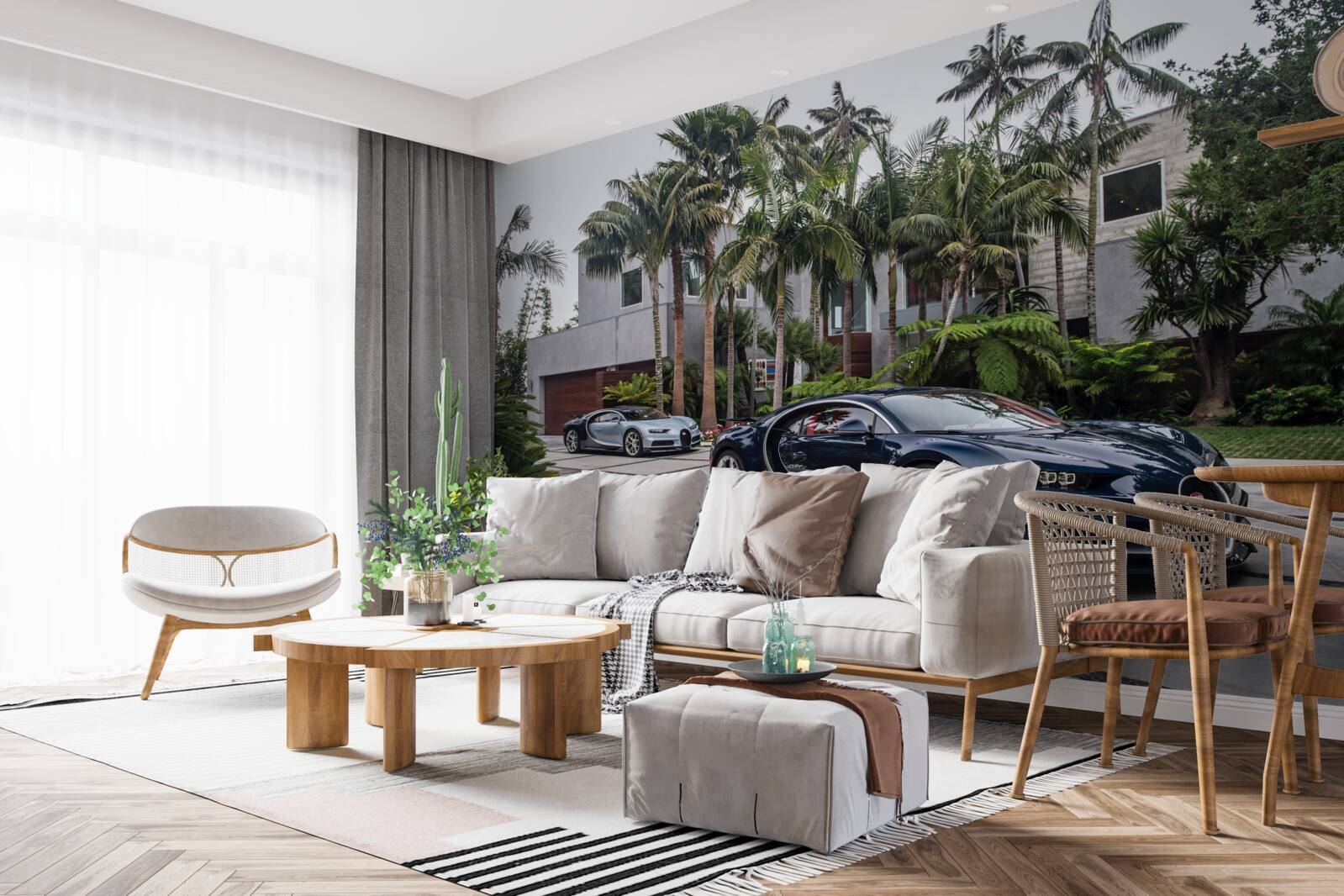 Papier peint des voitures de sport de luxe devant la résidence