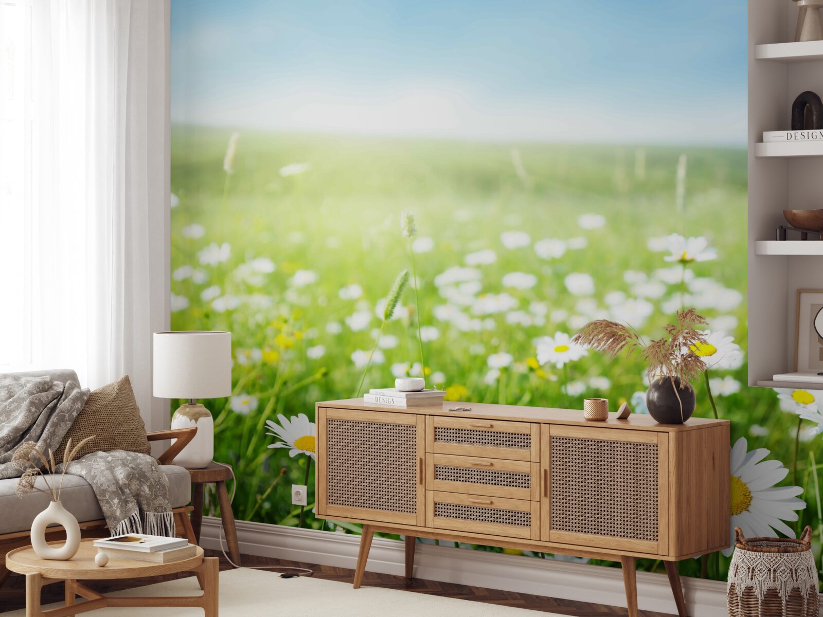 Papier peint marguerites blanches au soleil