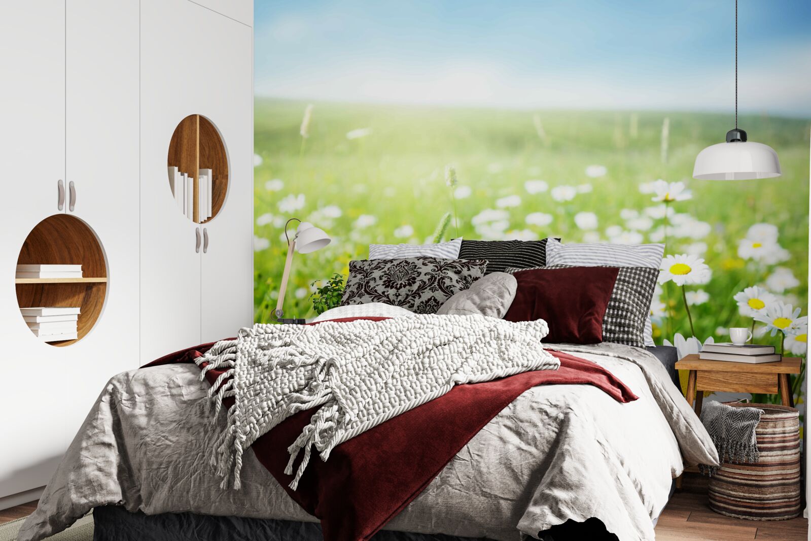 Papier peint marguerites blanches au soleil