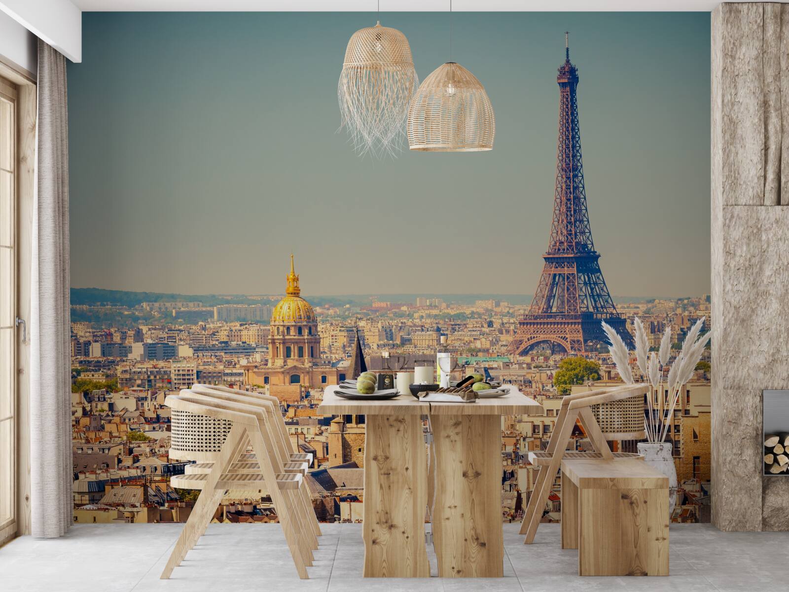 Papier peint la tour eiffel domine une grande ville