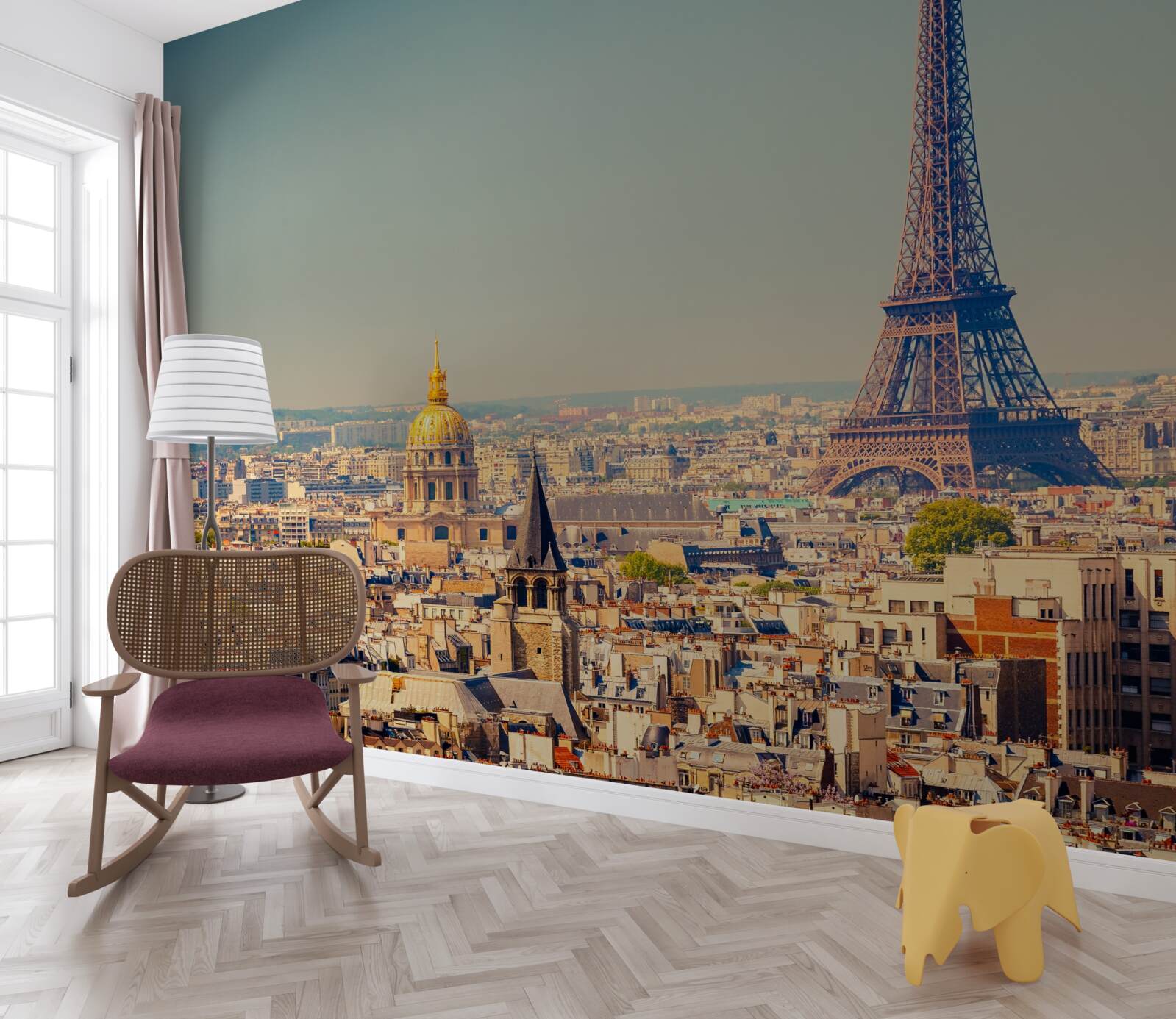 Papier peint la tour eiffel domine une grande ville